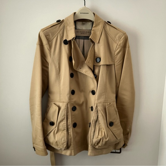 Burberry Brit Double Breasted Peplum Trench Tan - Picture 4 of 10
